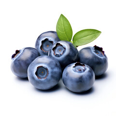 Blueberries fruit with leaves Isolated White Background