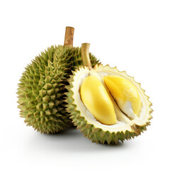 Obraz premium Fresh Peeled Durian fruit, Isolated on Clean White Background