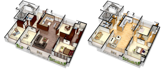 illustration 3d modeling of a modern apartment unit plan