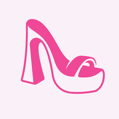 High heels shoe vector icon, Women's shoe glyph icon. Symbol, logo illustration.Woman shoes vector icons isolated on pink background.Fashion footwear design.