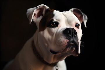 Portrait of American Bulldog on dark background