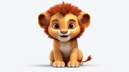 A super cut baby pixar ngiri style lion vector white. Generative AI
