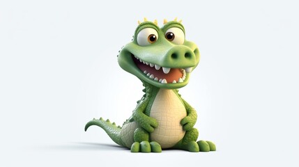 Fototapeta premium adorable simple alligator clipart white background.Generative AI