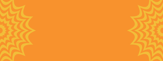 Abstract orange background, border with yellow patterns in retro style. Vector, EPS 10.