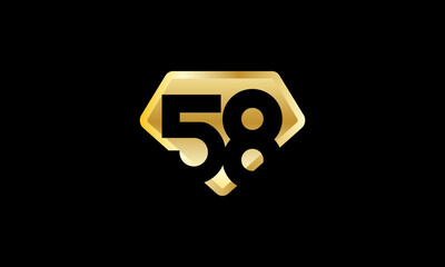 Diamond Gold Number Elegant Fashion Logo