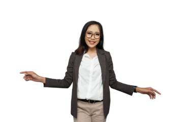 Beautiful Young Asian Businesswoman Dancing Cutout Isolated Background