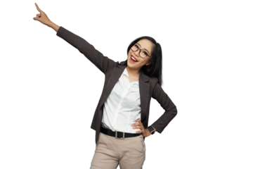 Beautiful Young Asian Businesswoman Dancing Cutout Isolated Background