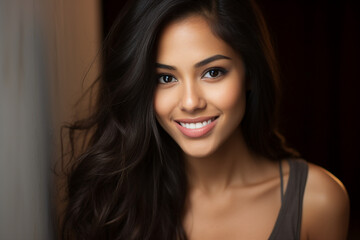 Obraz premium Young attractive woman Generative AI picture smiling joyfully