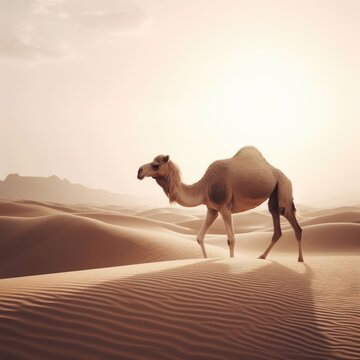 carnel on the desert animal background for social media