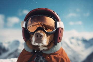 Generative AI creative illustration wintertime activity snowboarding hiking mountain climbing - Powered by Adobe