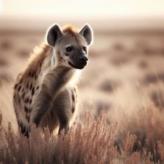 hyena on the desert animal background for social media