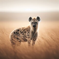 hyena on the desert animal background for social media - obrazy, fototapety, plakaty