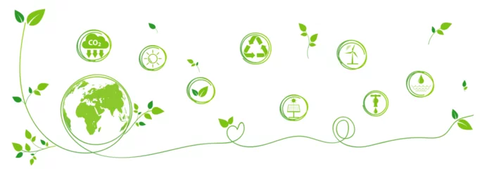 Foto op Canvas Green banner design for Sustainability development, Ecology, Eco friendly, Earth day and World environment day, Vector illustration © flyalone