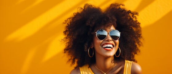Young dark-skinned woman in fashionable sunglasses