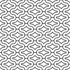 Seamless pattern with paseo ornament. Oriental traditional ornamentation with repeated rounded shapes. Window tracery wallpaper. Grid motif. Digital paper, textile print, web design. Vector art image.