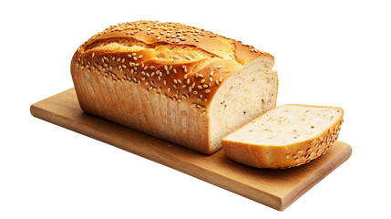 Loaf of bread isolated on transparent background, PNG image with background removed, created with Generative Ai technology.