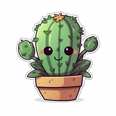 Kawaii chibi cactus sticker