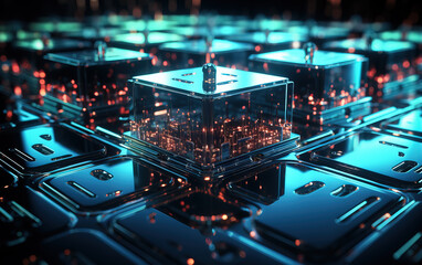 Obraz premium Blockchain concept illustration,created with Generative AI tecnology.