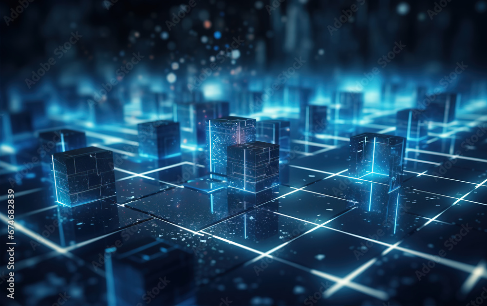 Poster computer network concept illustration,created with generative ai tecnology.