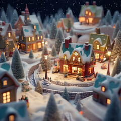 Small houses decoration with Christmas celebration background.