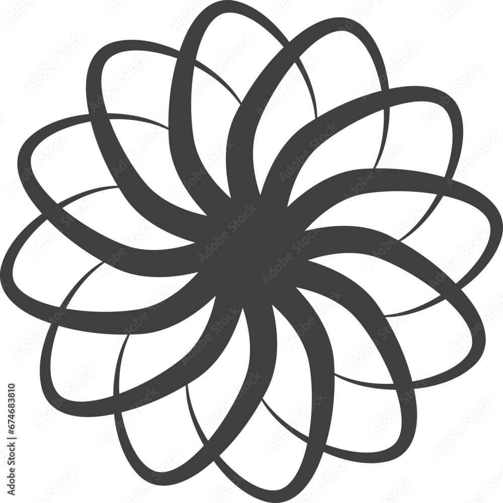 Poster spiral and swirl motion twisting circles design element set.