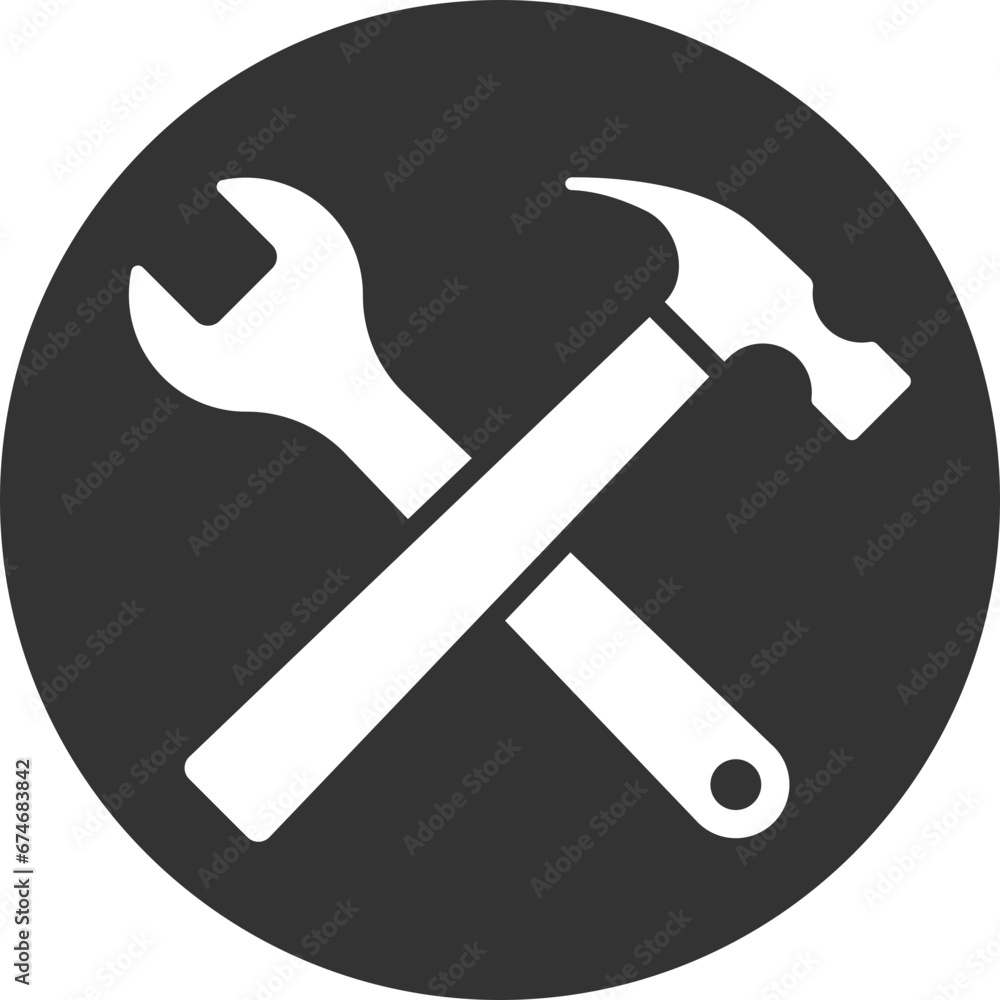 Poster tools vector wrench icon. spanner logo design element. key tool isolated on white background.