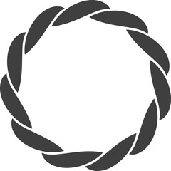 Round frame black and white vector ornament. Graphic border doodle. Ring curve link connection