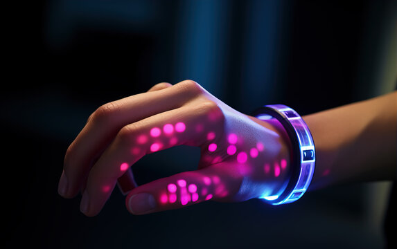 Smart wearable devices worn on the wrist,created with Generative AI tecnology.