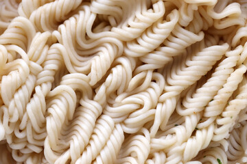 Instant cooking noodles macro texture in boiled condition close up