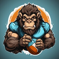 Cute Gorilla Playing Rugby Ball , Cartoon Graphic Design, Background Hd For Designer