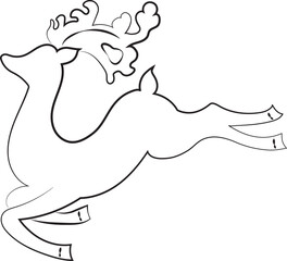Leaping deer. Lineart with thin lines. Vector.