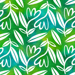 Seamless pattern with watercolor flowers. Hand-drawn illustration.