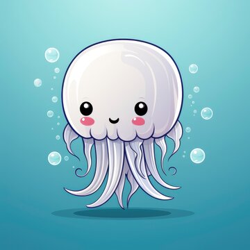 Cute Jellyfish Standing Shell Pearl , Cartoon Graphic Design, Background Hd For Designer