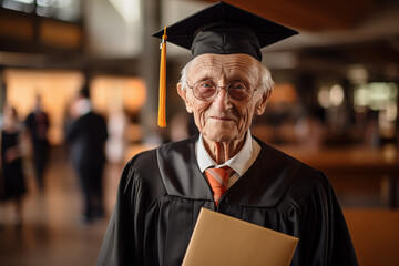 an elderly college graduate