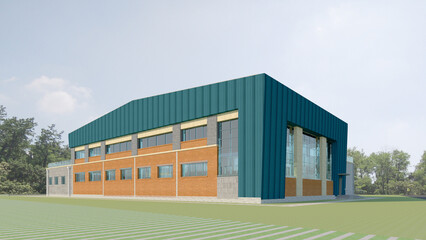 Fototapeta premium building in the park, 3d rendered sports center, gymnasium