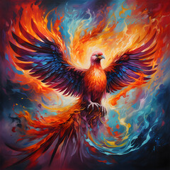 a proud Phoenix, vibrant colors