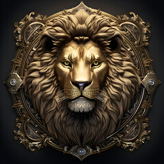 golden lion head - obrazy, fototapety, plakaty