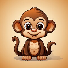 Fototapeta premium Cute Monkey Standing , Cartoon Graphic Design, Background Hd For Designer
