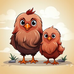 Cute Mother Chicken With Hen , Cartoon Graphic Design, Background Hd For Designer