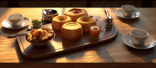 Roast & Yorkshire Pudding served on a wooden dining table