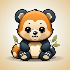 Fototapeta premium Cute Red Panda Thinking , Cartoon Graphic Design, Background Hd For Designer
