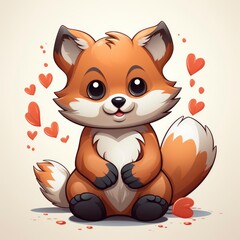 Cute Red Panda With Love Heart , Cartoon Graphic Design, Background Hd For Designer