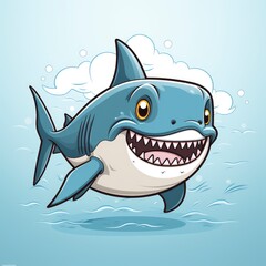 Naklejka premium Cute Shark Standing , Cartoon Graphic Design, Background Hd For Designer