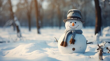 cute snowman on the snow decoration