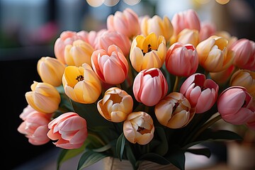 closeup of a exquisite tulips in a lavish bouquet