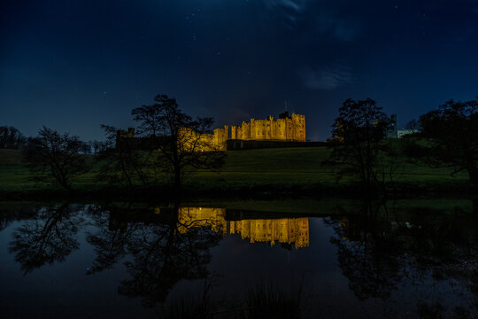 Alnwick Castle at night