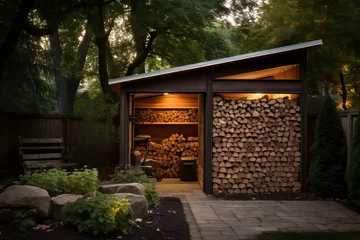 Photo sur Plexiglas Texture du bois de chauffage a woodcutter in the backyard