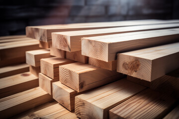 lumber, wooden boards for construction