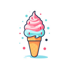 Simplified flat art image of a ice cream  on a cone