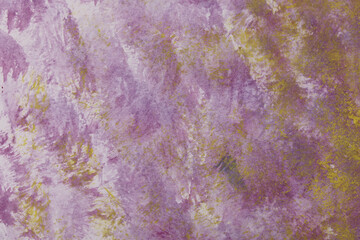 Fondo astratto: pennellate di tempera di colore viola e giallo su carta bianca, spazio per testo - obrazy, fototapety, plakaty